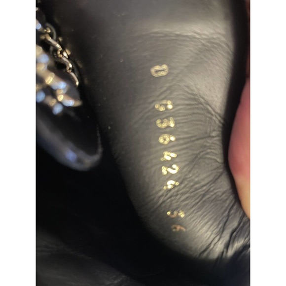 CHANEL Black Logo Quilted Patent Leather Combat Ankle Boots Booties Size 36 - Picture 8 of 14